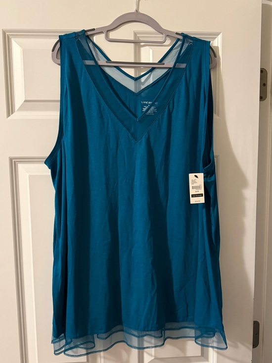 Lane Bryant Tops - Lane Bryant V-Neck Sleeveless Mesh-Trim Tank